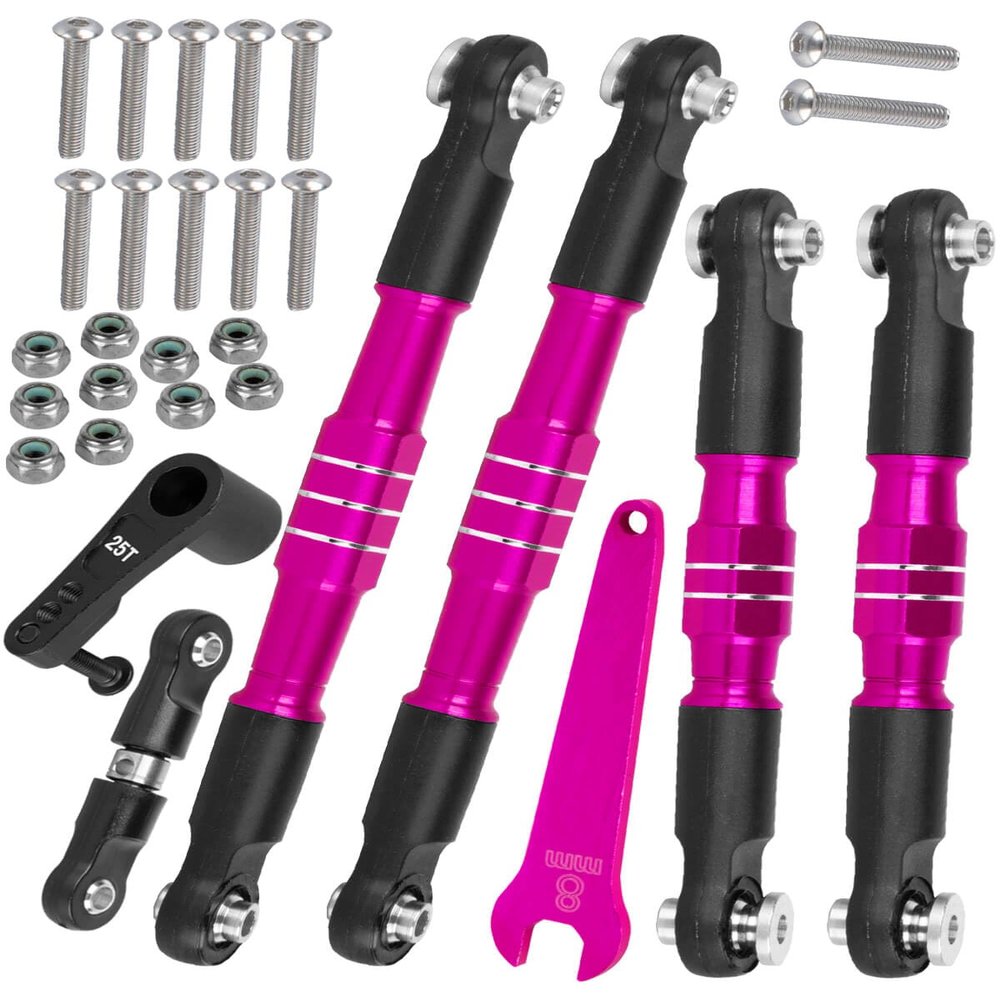 RCMYou RC Aluminum Turnbuckles Camber Links Upgrades Part for 1/8 Typhon 6s BLX 1/7 Felony 6s BLX Infraction Limitless,7075 Alloy Turnbuckles Camber Links w/25T Servo Arm,Pink