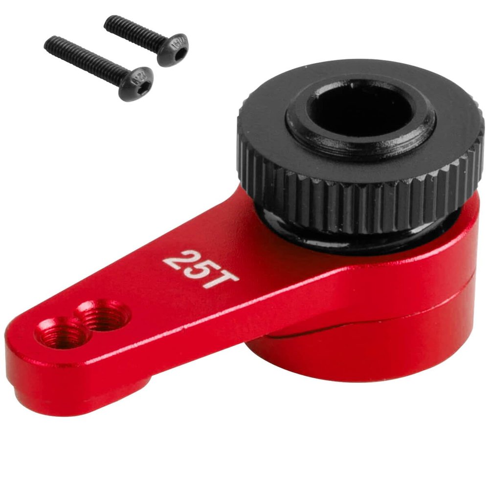 BRCatWPark Aluminum 25T Unloading Steering Servo Horn Servo Arm Upgrades Part for 1/10 RBX10 SCX10 90046 Capra 1.9 UTB L0 S1 1/8 LMT Solid AXLE 4WD Monster Truck LOS04022 RC Car,Red