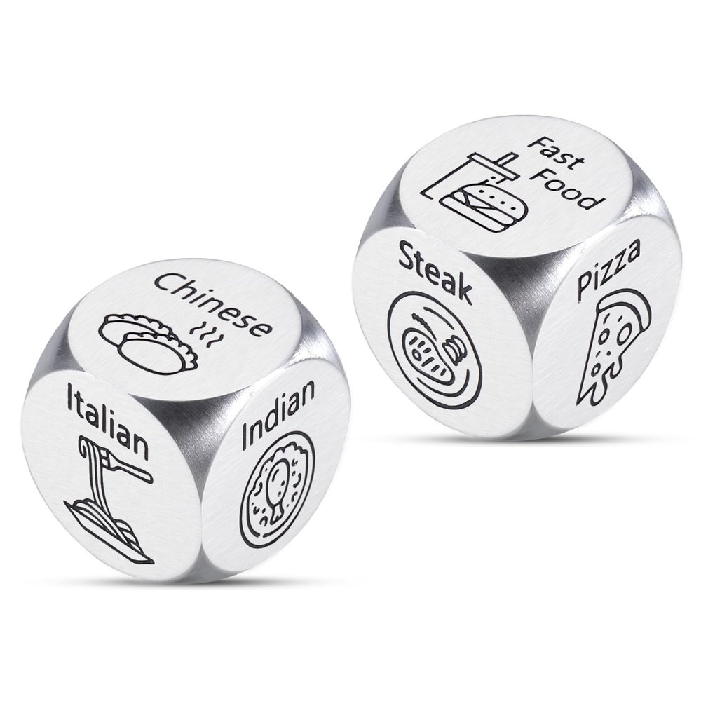 Date Night Dice, Food Decision Dice, Valentines Day Gift for Him Her, 11th Anniversary Steel Gifts, Spice Dices Date Night, Steel Anniversary Giifts for Him Husband Women Men, Dinner Dices for Couples