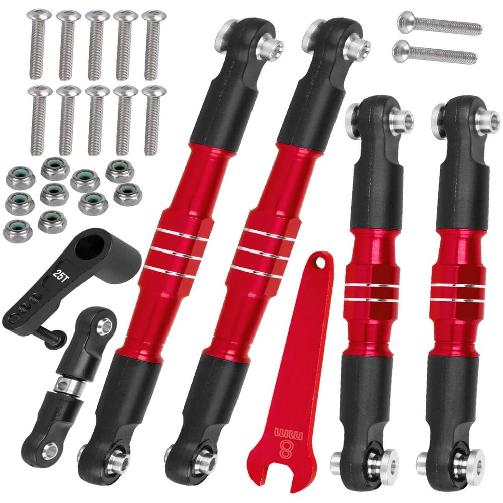 RCMYou RC Aluminum Turnbuckles Camber Links Upgrades Part for 1/8 Typhon 6s BLX 1/7 Felony 6s BLX Infraction Limitless,7075 Alloy Turnbuckles Camber Links w/25T Servo Arm,Red