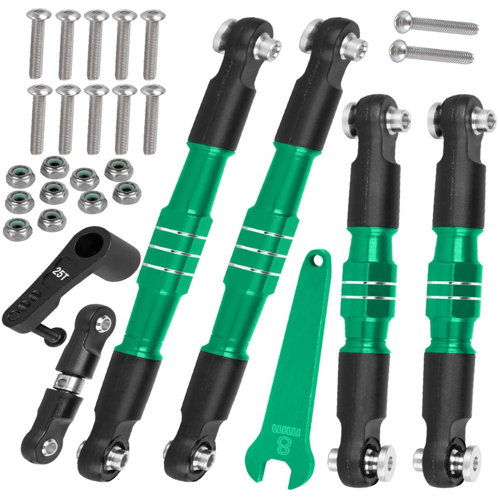 RCMYou RC Aluminum Turnbuckles Camber Links Upgrades Part for 1/8 Typhon 6s BLX 1/7 Felony 6s BLX Infraction Limitless,7075 Alloy Turnbuckles Camber Links w/25T Servo Arm,Green