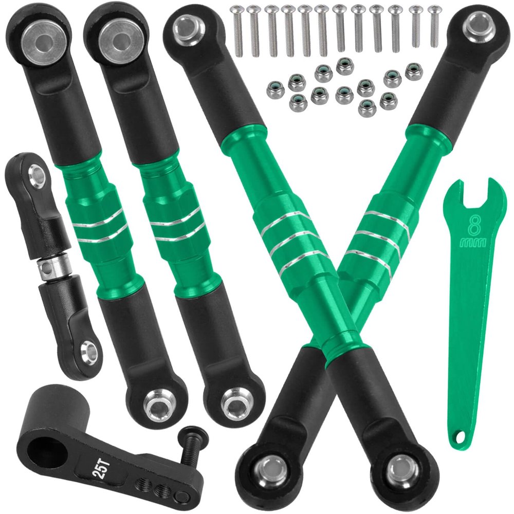 BRCatWPark Aluminum Turnbuckles Camber Links w/25T Horn Servo Arm Upgrades Part for 1/7 Infraction 6S BLX,Limitless 6S BLX,Felony 6S BLX,1/8 Typhon 6S BLX,Green