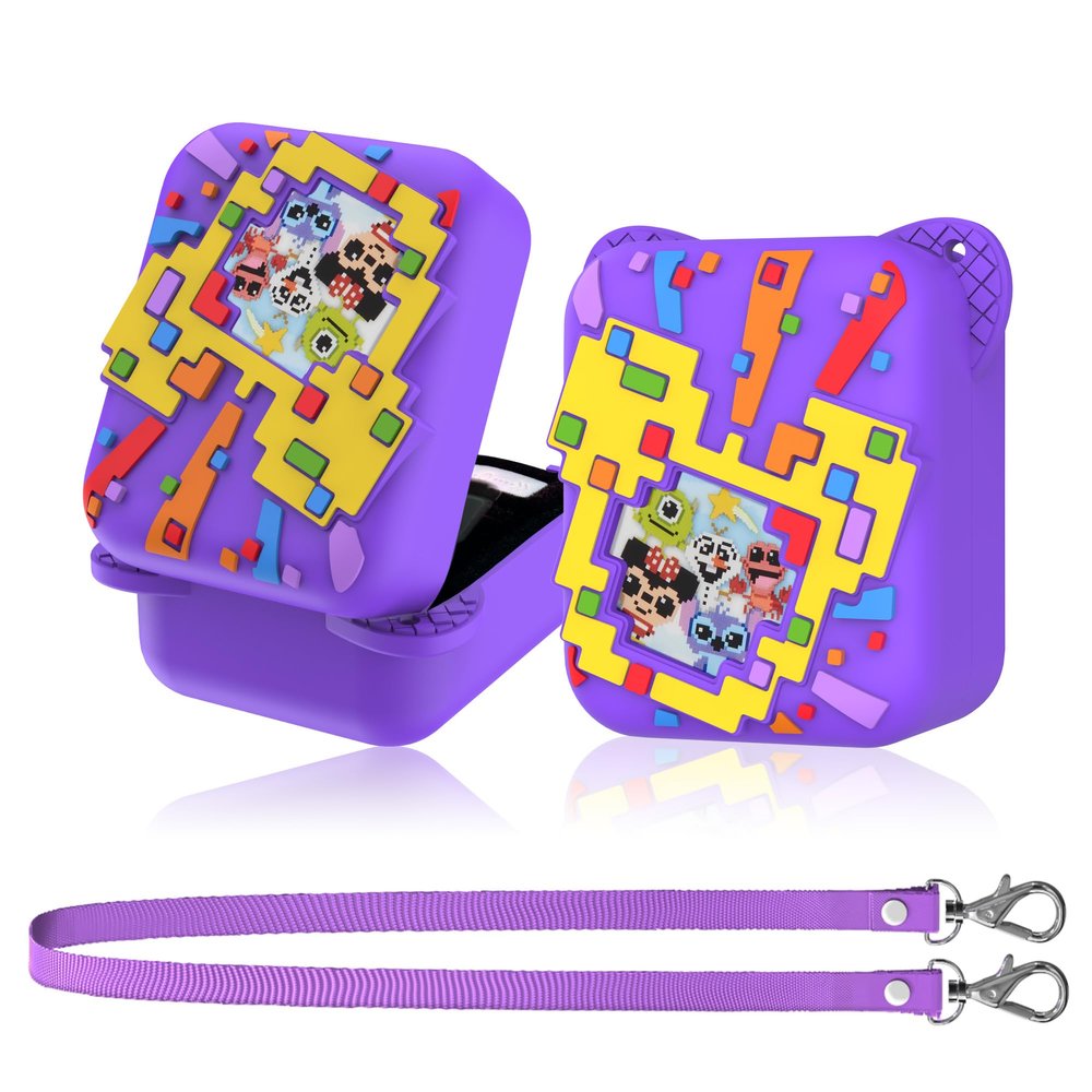 Silicone Case for Bitzee Disney Interactive Toy, Anti-Scratch, Washable, Shockproof Silicone Protective Cover for Bitzee Disney Interactive Toy Electronic Pets Accessories with Lanyard - Purple
