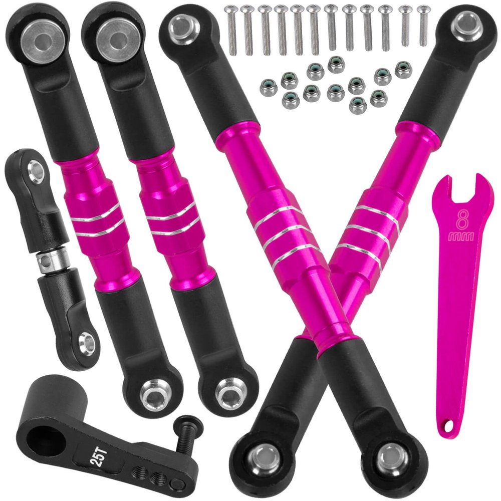 BRCatWPark Aluminum Turnbuckles Camber Links w/25T Horn Servo Arm Upgrades Part for 1/7 Infraction 6S BLX,Limitless 6S BLX,Felony 6S BLX,1/8 Typhon 6S BLX,Pink
