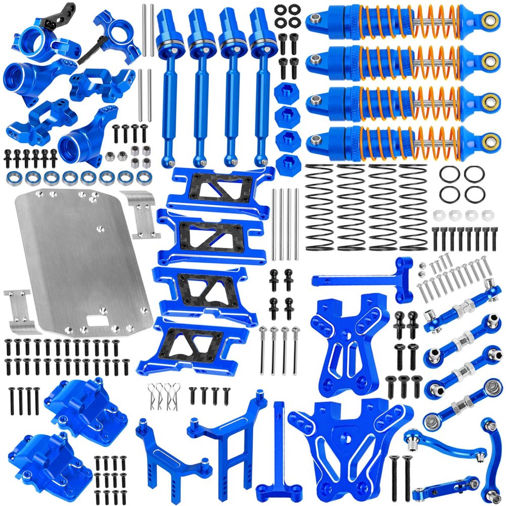 RC Upgrades Part for 1/18 LaTrax Teton,Chassis,A Arms,Drive Shaft Axles,Caster Block,Steering Blocks,Rear Stub Axle Carriers,Links,Differential Housing,Shocks,Shock Tower,Body Mounts,Navy Blue