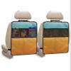 Car Seat Protector, 2 Pack Kick Mats with Organizer - 3 Pocket Storage, Turquoise Orange Stripe Gradient Back Seat Cover for Kids Universal Fit Automotive Interior Protectors view 1