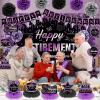 20pcs Retirement Party Decorations for Women Purple Happy Retirement Banner Table Honeycomb Centerpiece Hanging Swirls Pompoms Retired Sash Going Away Farewell Retired Party Supplies view 4