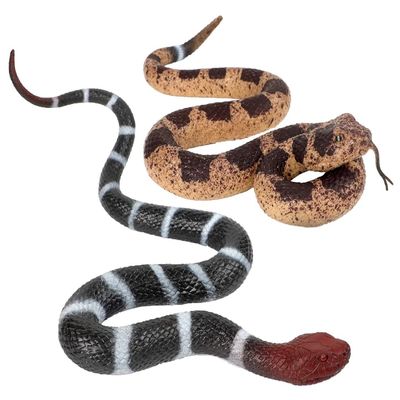 2 Pcs Fake Rattlesnake Snake Plastic Decoration Halloween Party Realistic Wildlife Garden Decor April Fools Day Scary Photo Prank Props Simulation Cobra Python Action Model Educational Figurine