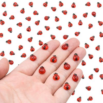 100PCS Mini Ladybug Decor for Dollhouse Resin Tiny Ladybugs for Crafts Micro Miniature Ladybug for Fairy Garden Dollhouse Micro Landscaping Decoration
