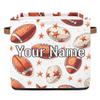 Voloreju Personalized Foldable Storage Basket for Kids Toy Storage Bins Custom Rugby Storage Box with Name for Organizing Bedroom Bathroom with Handles view 1
