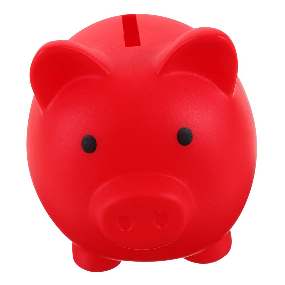 Abaodam Pig-Shaped Coin Bank for Boys and Girls Unbreakable Vinyl Money Pot Cute Red Piggy Bank Storage Jar for Change and Savings for Birthdays and Holidays