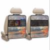 Car Seat Protector, 2 Pack Kick Mats with Organizer - 3 Pocket Storage, Summer Ocean Sunset Oil Painting Blue Red and Orange Back Seat Cover for Kids Universal Fit Automotive Interior Protectors view 1