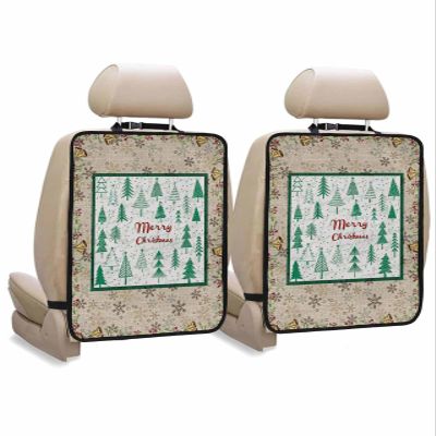 Car Seat Protector, 2 Pack Kick Mats Back Seat Protector Merry Christmas Xmas Tree Holly Bell Graffiti Waterproof Backseat Cover for Kids Universal Fit Automotive Interior Protectors