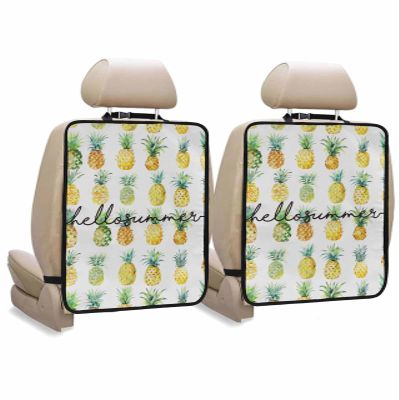 T&H XHome Car Seat Protector, 2 Pack Kick Mats Back Seat Protector Hello Summer Yellow Pineapple with Leaves Waterproof Backseat Cover for Kids Universal Fit Automotive Interior Protectors