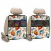 Car Seat Protector, 2 Pack Kick Mats with Organizer - 3 Pocket Storage, Fall Thanksgiving Orange Blue Pumpkins Maple Leaf White Back Seat Cover for Kids Universal Fit Automotive Interior Protectors view 1