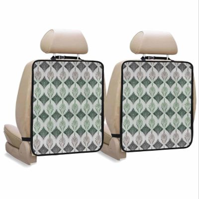 Car Seat Protector, 2 Pack Kick Mats Back Seat Protector Modern Abstract Geometric Pattern Vintage Flowers Green Waterproof Backseat Cover for Kids Universal Fit Automotive Interior Protectors