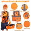 Kids Tool Set,MAGIC4U 50PCS Toddler Tool Set with Electronic Toy Drill,Tape Measure 12 Tool Equipements,Pretend Play Construction Coustume with Safety Vest Hat,Toy Tool Box for Kids Boy Girl Age 3-8 view 3