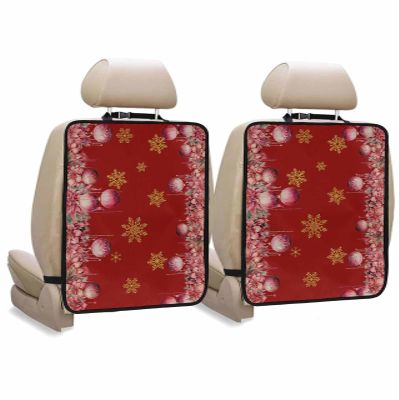 Car Seat Protector, 2 Pack Kick Mats Back Seat Protector Pink Christmas Balls Poinsettia Floral Winter Snowflake Red Waterproof Backseat Cover for Kids Universal Fit Automotive Interior Protectors