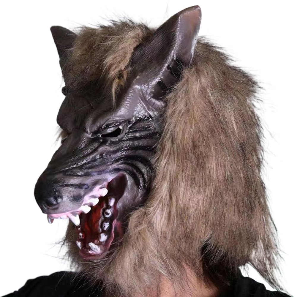 AEIOFU Werewolf Mask Vinyl PVC Scary Halloween Mask One Size Creepy Wolf Costume Horror Mask with Ventilation Holes Cosplay Werewolf Dress Up Mask Wolf Mask Scary Mask for Party, Pranks, Carnivals