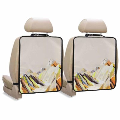 Car Seat Protector, 2 Pack Kick Mats Back Seat Protector Abstract Golden Mountain Colored Drawing Oil Painting Waterproof Backseat Cover for Kids Universal Fit Automotive Interior Protectors