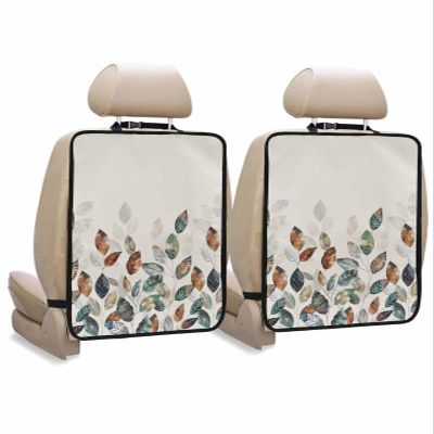 Car Seat Protector, 2 Pack Kick Mats Back Seat Protector Fall Thanksgiving Blue Green Plants Eucalyptus Leaves Waterproof Backseat Cover for Kids Universal Fit Automotive Interior Protectors