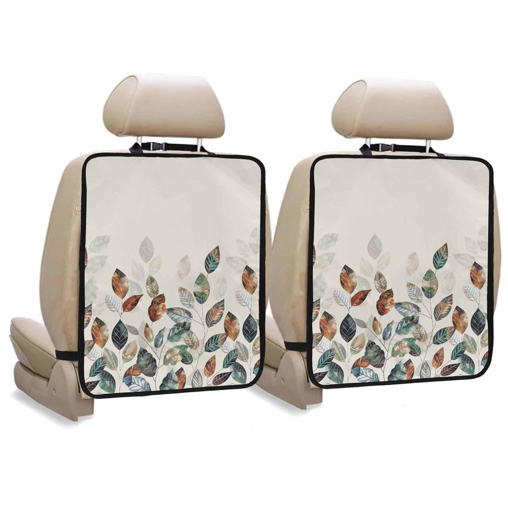 Car Seat Protector, 2 Pack Kick Mats Back Seat Protector Fall Thanksgiving Blue Green Plants Eucalyptus Leaves Waterproof Backseat Cover for Kids Universal Fit Automotive Interior Protectors