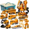 Magnetic Transform Engineering Car Assembled Toys, Construction Vehicles with Storage Box, 7 in 1 Robot Toys Set, Magnetic Blocks for Kids Age 3-8 Year Old Boy Gift, Outdoor Toddler Activities Toys view 1