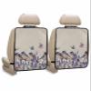 T&H XHome Car Seat Protector, 2 Pack Kick Mats Back Seat Protector Purple Lavender Bird Butterfly Linen Printing Waterproof Backseat Cover for Kids Universal Fit Automotive Interior Protectors view 1