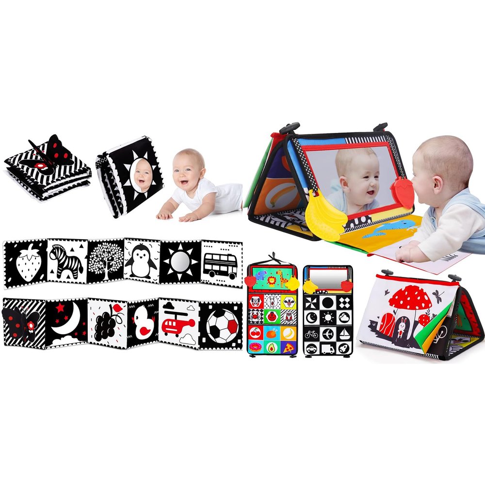 Thremhoo Balck and White High Contrast Toys Baby Mirrors