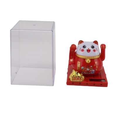 Sunicon Solar Powered Lucky Cat, Energy Saving Solar Waving Cat Lucky Wealth Welcoming Cat Mascot Statue for Home Car Decor (L)
