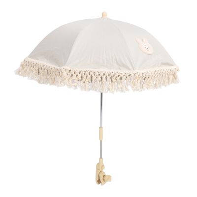 Baby Parasol, Lace Umbrella, Adjustable Angle, Oxford Cloth, Steel, PP Material, for Strollers, Beaches, Round and Surfaces, Strong Wind (Pattern)