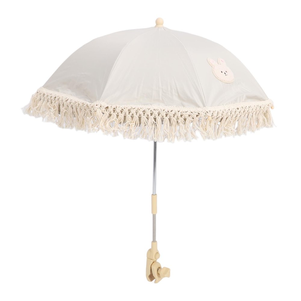 Baby Parasol, Lace Umbrella, Adjustable Angle, Oxford Cloth, Steel, PP Material, for Strollers, Beaches, Round and Surfaces, Strong Wind (Pattern)