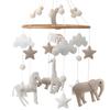 Safari Mobile for Crib - A Neutral Handmade White Jungle Crib Mobile with Safari Animals Clouds and Stars for a Neutral Nursery view 1
