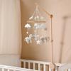 Safari Mobile for Crib - A Neutral Handmade White Jungle Crib Mobile with Safari Animals Clouds and Stars for a Neutral Nursery view 2