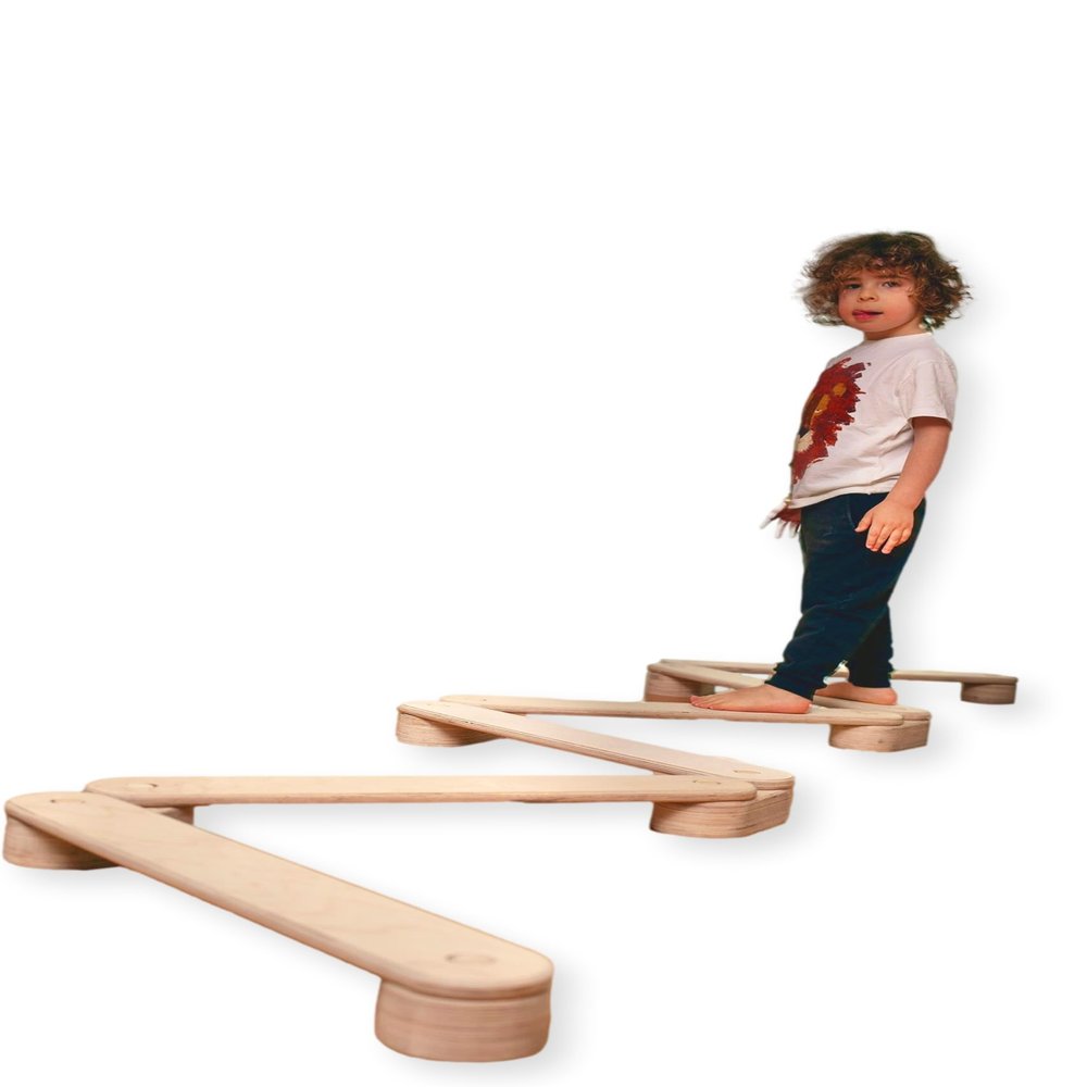 Montessori Wooden Balance Beams for Kids | Indoor & Outdoor Balance Play | Exercise Balance & Coordination | Obstacle Course Balance Toys for Children | Toddler Balance Beam (2 Pieces)