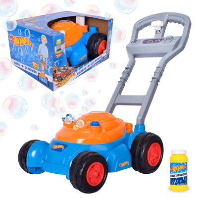 Hot Wheels Bubble Lawn Mower for Toddlers, Bubble Blowing Machines, Indoor/Outdoor Gardening Toy, Birthday Gift for Prechool Girls and Boys, No Batteries Required, Includes Bubble Solution, 2+