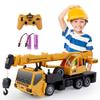 SNACKTANT Remote Control Crane Truck Toy for Boys - 2.4G Large RC Crane Truck with Light & Sound, 6 Channel Construction Toy with 2 Batteries, Tractor Toy Birthday for Kids 3-8 Years Old view 1