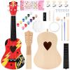Boao DIY Guitar Kit 21 Inch Make Your Own Ukulele DIY Kit with Installation Tools Soprano Guitar Build Craft Unfinished Wooden Ukulele Crafts for Amateur Beginner(Heart) view 1