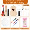Boao DIY Guitar Kit 21 Inch Make Your Own Ukulele DIY Kit with Installation Tools Soprano Guitar Build Craft Unfinished Wooden Ukulele Crafts for Amateur Beginner(Heart) view 3