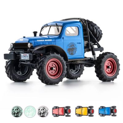 FCX24 RC Crawler 1/24 Remote Control Car, Power Wagon 4WD RC Crawler Two-Speed Shift, RC Rock Crawler 8Km/h with Portal Axle Metal Gears for Adults (Blue)