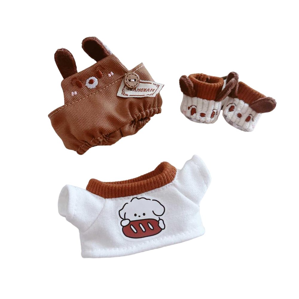 CALEMBOU Plush Doll Clothes ,Cute Stuffed Animal Clothes for Kimmon Mimon, 6 Inches Puppy Suit 3-Piece Set Soft Stuffed Plush Toy Dress Up Accessories