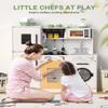 Babytronic Wooden Kitchen Playset for Kids, Interactive Play Kitchen with Lights & Sounds, Children Pretend Toy Kitchen Set with Faucet, Oven, Microwave, Kitchenware for Toddlers Ages 3+ (White) view 2