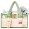 YOSING Diaper Caddy Organizer with 13 Pockets & Removable Dividers - Portable Baby Storage Basket for Nursery, Car Travel & Newborn Essentials, Green+ White view 1