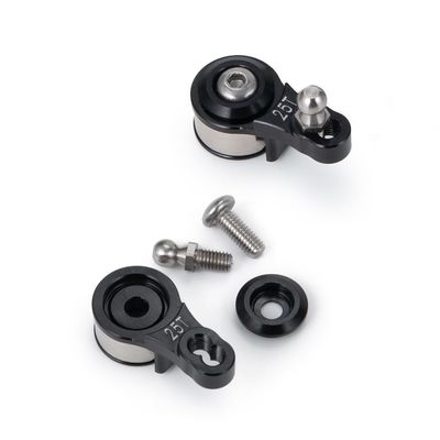 WEFEINO 2PCS Alloy 25T Steering Servo Arm Horn Upgrade Parts for 1/10 RC Tra-xxas TRX-4 Crawler Car (Black)