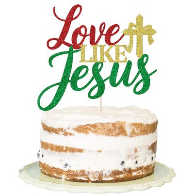 Florcmet Happy Birthday Jesus Cake Toppers - Love Like Jesus Cake Topper,Jesus Birthday, Religious Jesus Cake Topper,Good Friday Cake Decoration, Christmas Party Decoration Supplies