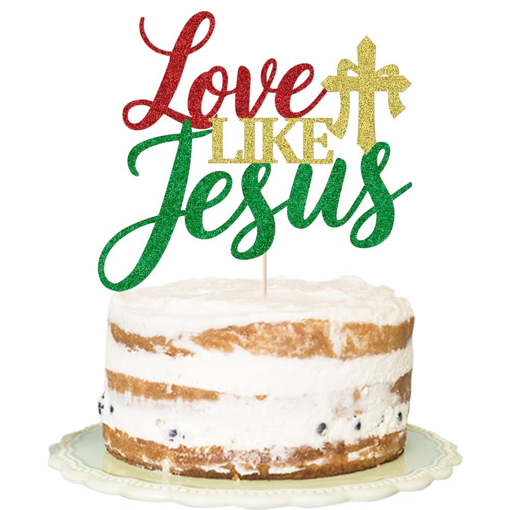 Florcmet Happy Birthday Jesus Cake Toppers - Love Like Jesus Cake Topper,Jesus Birthday, Religious Jesus Cake Topper,Good Friday Cake Decoration, Christmas Party Decoration Supplies