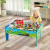 GLACER 80-Piece Train Table, Large Multipurpose Wooden Toy Activity Table Playset with Reversible Detachable Tabletop, Railway Tracks, Trains, Cars, DIY, Gift for Boys Girls Age 18M+, Multi-Color view 2