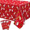 Newwiee 3 Pack Christmas Tablecloths 108 x 54 Inch Disposable Plastic Rectangle Table Cover Holiday Waterproof Tablecloth for Christmas Kitchen Party Table Decor(Santa Claus) view 1