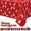 Newwiee 3 Pack Christmas Tablecloths 108 x 54 Inch Disposable Plastic Rectangle Table Cover Holiday Waterproof Tablecloth for Christmas Kitchen Party Table Decor(Santa Claus) view 3