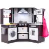 HONEY JOY Corner Kids Kitchen Playset, Wooden Play Kitchen for Toddlers, Range Hood, Water Circulation, Water Dispenser, Storage Box, Little Chef Pretend Toy Kitchen Set w/Lights & Sounds, Coffee view 1